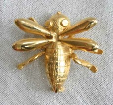 Elegant Ancient Style Textured Gold-tone Bug Brooch 1970s  vintage 1 1/2&quot; - £11.92 GBP