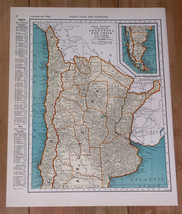 1941 Original Vintage Map Of Argentina Chile / Paraguay Uruguay On Reverse Side - £13.61 GBP