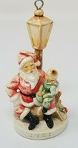 Christmas Ornament Santa with Child Street Lamp Vintage 1981 Handmade Sebastian - £12.11 GBP