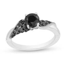 Enchanted Disney Villains Maleficent Ring, 1.00 Ct Black Diamond Engagement Ring - £63.45 GBP