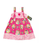 NEW Handmade Toddler Girls Pink Disney Frozen Print Jumper Party Dress S... - $24.74