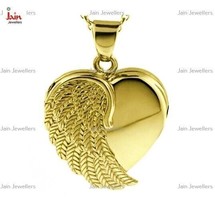 Fine Jewelry 18 Kt Hallmark Real Solid Yellow Gold Angel Wing Necklace Pendant - £910.25 GBP
