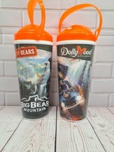 (2) New Dollywood Souvenir refillable 24 Oz Tumbler Cup Orange Big Bear ... - $26.21 CAD