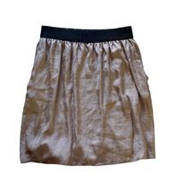 NWT Women Dark Brown Satin UNIQLO Mini Skirt Elastic Waist Sz Pockets XS Short image 5