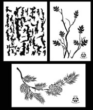 3Pack! Spray Paint Camouflage Stencils 14&quot; Tree Bark - Oak Branch - Pine Branch - £11.18 GBP
