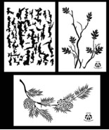 3Pack! Spray Paint Camouflage Stencils 14&quot; Tree Bark - Oak Branch - Pine... - £10.97 GBP