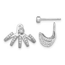Silver  Polished CZ Front &amp; Back Post Earrings QE13708 - $59.59