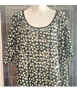 Maggie Barnes Womens Size 4X Blue Green Black Polyester Top Stretch Floral - $15.79