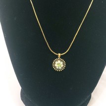 Lia Sophia Rhinestone Pendant Necklace 19" Green Clear - $16.83