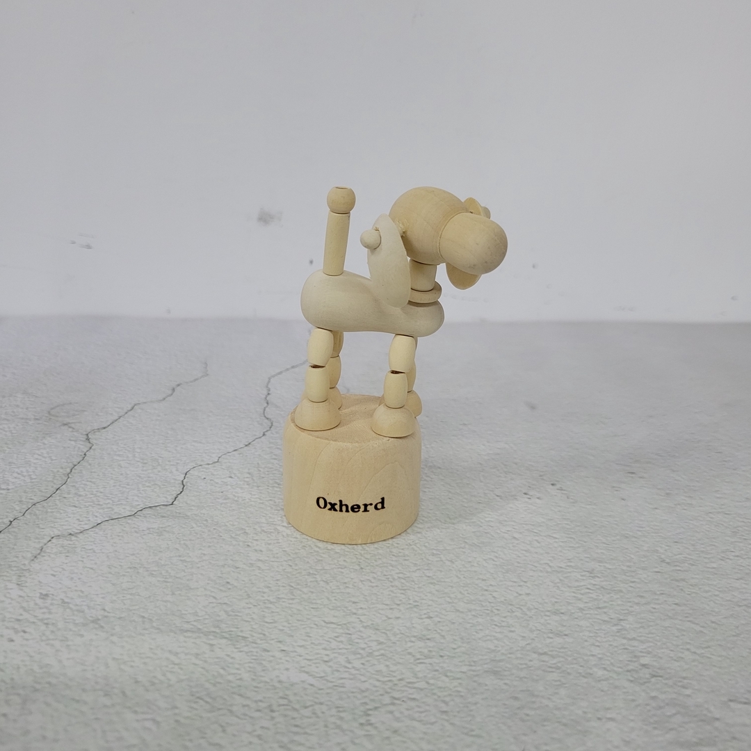 Oxherd Works Of Art Made Of Wood, Adorable Wooden Dog Figurine, Decor Piece - $10.21