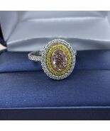 1Ct Oval IGI Vivid Pink Lab Grown Diamond Engagement Ring 14K White Gold... - $4,798.53
