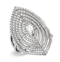 Women&#39;s Marquise Shape Simulated Diamond Rhodium Plated Statement Ring Sz 5-10 - £70.72 GBP