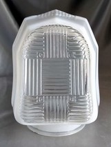 Vintage White Glass / Clear Waffle Weave Ceiling Mount Light Shade (6&quot; H) - $9.70