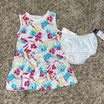 Girls Dress &amp; Bloomers Chaps 2 Pc White Multi Floral Sleeveless Summer- 18 mths - £10.28 GBP
