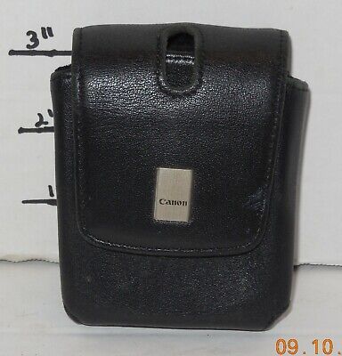 Primary image for Canon Camera Case Black Leather Semi Hard Protective Padded Lined 4 x2.5 x1.25"