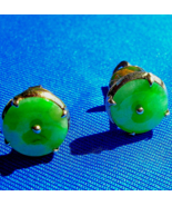 Earth mined Green Jadeite Jade Antique Deco Earrings Victorian Studs 18k... - $122,462.05 MXN