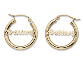 Polished Tubular Personalized Hoop Earrings 10K Yellow Gold 3/4&quot; - £318.58 GBP