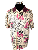 Antigua Island Casual Polo Shirt Men&#39;s Size Large Multicolor Tropical Hawaiian - £11.82 GBP