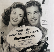 1947 Honeymoon Movie Advertisement Shirley Temple Franchot Tone Film DWWW7 - $39.99