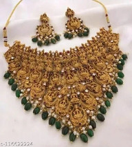 Temple Allure Kundan Jewelry Traditional Bridal South Jewelry Set - £19.64 GBP