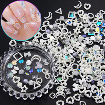 260Pcs 3D White Assorted Pearls Nail Charms Acrylic Multi Shapes Heart Flower Be - $13.28