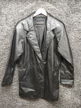 Wilsons Leather Jacket Women Medium Black Trench Lined Snap - £29.59 GBP