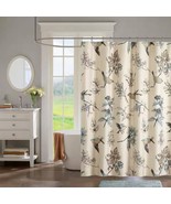 72-inch Beige Khaki Cotton Shower Curtain with Vintage Birds Leaf Floral... - $184.55 CAD