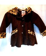OshKosh B&#39;gosh Girls Basic Coat Brown Leopard Hooded Mid-Length Long Sle... - $290.38 MXN