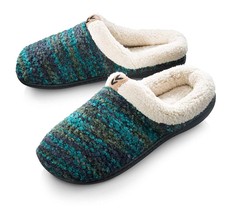 Roxoni Womens Knitted Fleece Lined Clog Slippers Warm House Shoe - $22.49