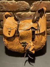 VTG Western Tooled Leather Horse Saddle Shoulder Bag Purse Cowgirl Mexico - £59.68 GBP