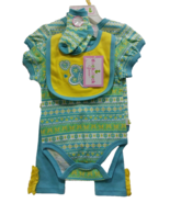 Girl&#39;s Duck Duck Goose 6-9 M 5-Piece Set Green - Bodysuits Pants Socks B... - $14.84