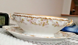 Haviland Limoges France Schleiger 844 Gravy Boat with Attached Underplate 1903 - £93.42 GBP