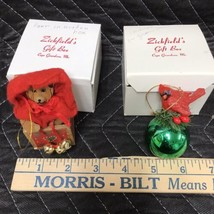 2 - Vintage Zickfield’s Gift Ornaments W/box Bear &amp; Cardinal Cape Girardeau - £3.95 GBP