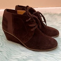 Franco Sarto Wedge Booties Womens 9 Chocolate Brown Ankle Boots Suede Armelle - £31.47 GBP