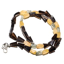 Smokey Topaz Natural Gemstone Beads Jewelry Necklace 17&quot; 110 Ct. KB-149 - £8.50 GBP