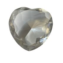 Glass Diamond Heart Jewel Paperweight- Clear (80mm) - £3.88 GBP