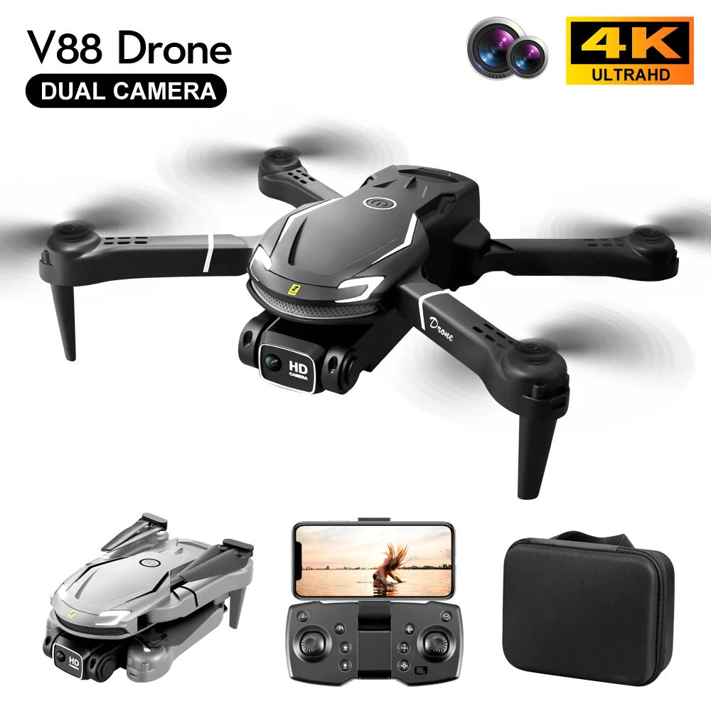 V88 Professional Helicopter Remote Control Fpv Drones With Camera Hd 4k Dron  - £35.97 GBP+