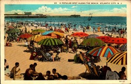 A popular Spot Along The Beach Atlantic City NJ 1930 White Border Postcard bk53 - £2.37 GBP