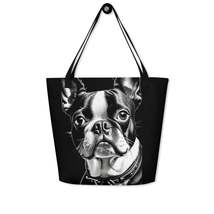 Autumn LeAnn Designs® | Large Tote Bag, Boston Terrier Dog Black - £29.81 GBP