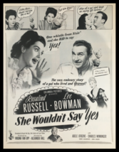 1945 Rosalind Russell &amp; Lee Bomwan in She Wouldn&#39;t Say Yes Vintage Print Ad - $14.20