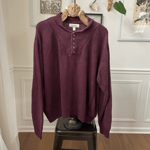 Cabela’s Burgundy Chunky Ribbed Henley Sweater XL - $27.36