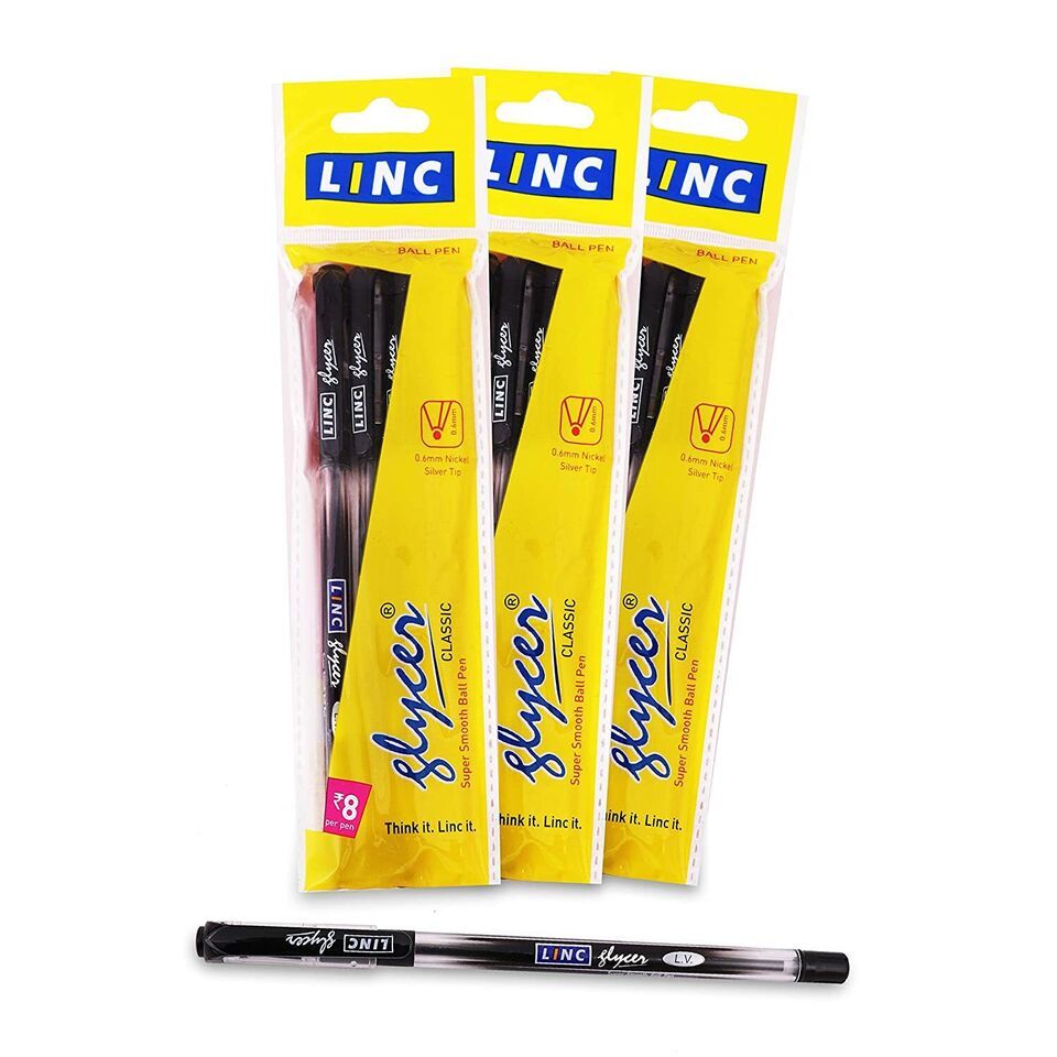 Linc Glycer (0.6 mm) Ball Pen, Black, 15 pcs school home office use - $9.16