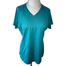 Mountain Hardwear Ladies Ss Solid Turquoise Vneck Top Tunic Tee Tshirt Euc L - £18.18 GBP