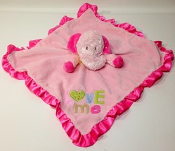 Carter&#39;s Elephant Love Me Pink Baby Blanket Plush Rattle Security Lovey Toy 15&quot; - £27.64 GBP