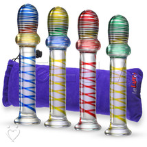 LeLuv Dildo 7 Inch Glass Thick Wand Beaded Head with Premium Padded Pouch - £26.56 GBP