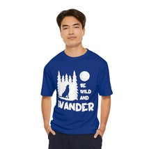 Wild and Wander: Men&#39;s Performance T-Shirt | Black and White Wolf Howling Design - £23.05 GBP+