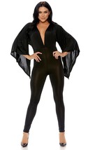 Angel Sleeve Jumpsuit Plunging Neckline Flared Wide Sleeves Black 886815... - $27.72