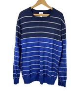 Old Navy XXL 2XL Sweater Mens Blue Gray Stripe Long Sleeve Pullover Knit - $29.19
