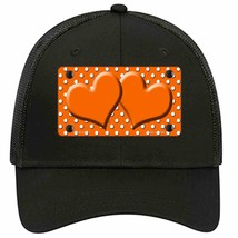 Orange White Polka Dot Center Hearts Novelty Black Mesh License Plate Hat - £23.31 GBP
