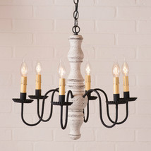&quot;Gettysburg&quot; Colonial Chandelier - 6 Arm Light In Textured White Finish Usa Made - £333.00 GBP